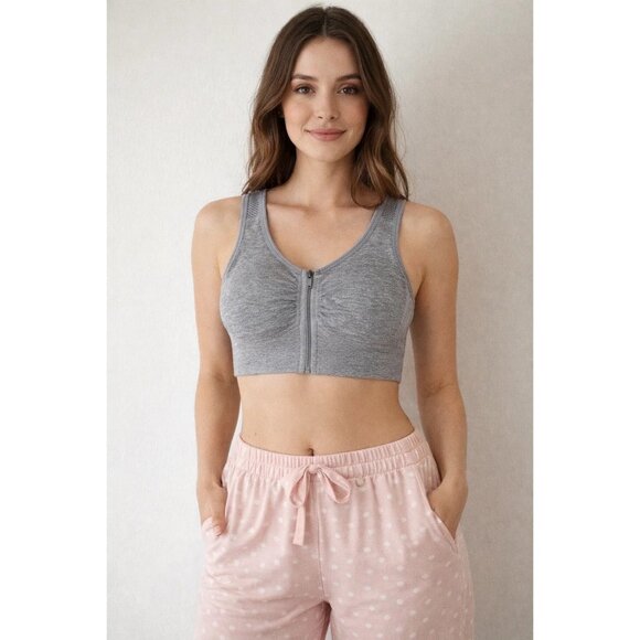 90 Degree Other - 90 degree Zip front Sports Bra, Heathered Grey, Size Large, New